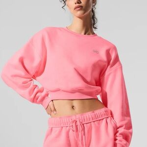 ALO Yoga cropped crewneck in discontinued bubble gum Pink